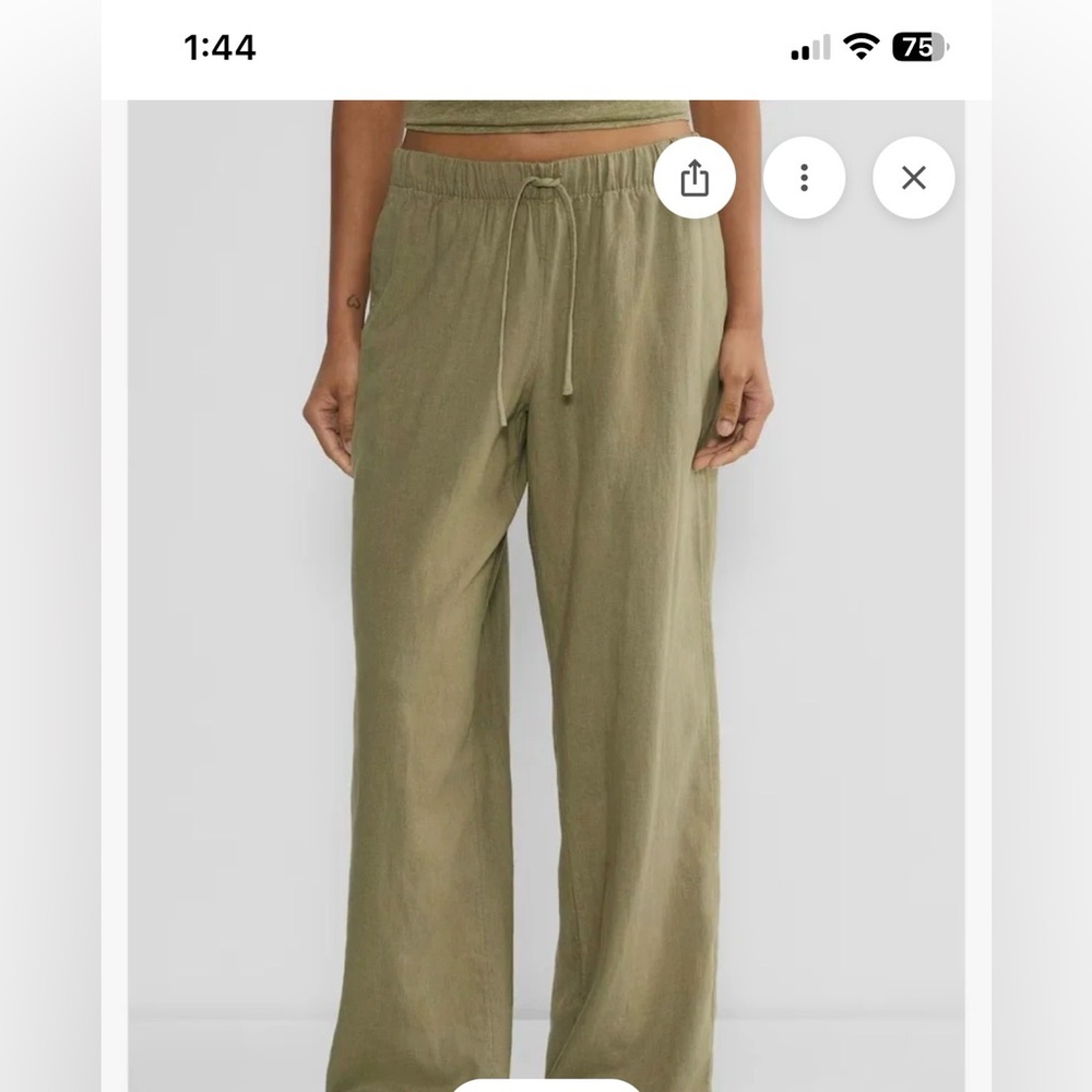 Aritzia Babaton The Group Linen Blend Santog Linen Pant in Green